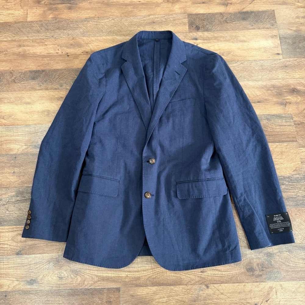 J Crew Ludlow Somelos Linen Cotton Blend Blazer Unstructured Men’s 38R Blue
